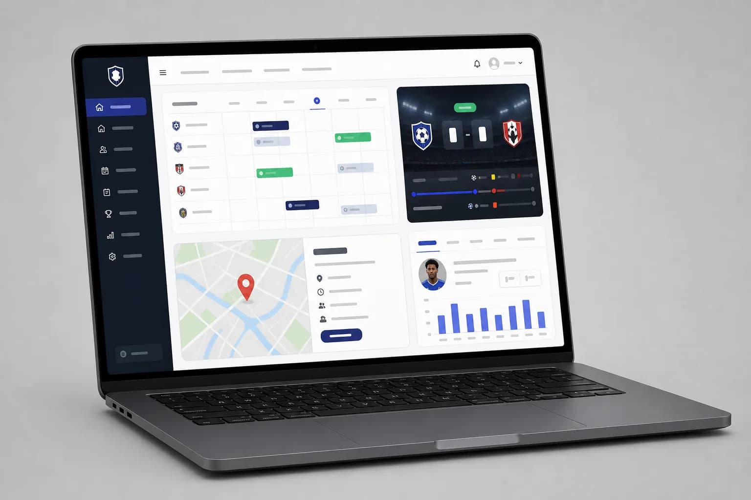 League website showing schedule, live scores, and player statistics